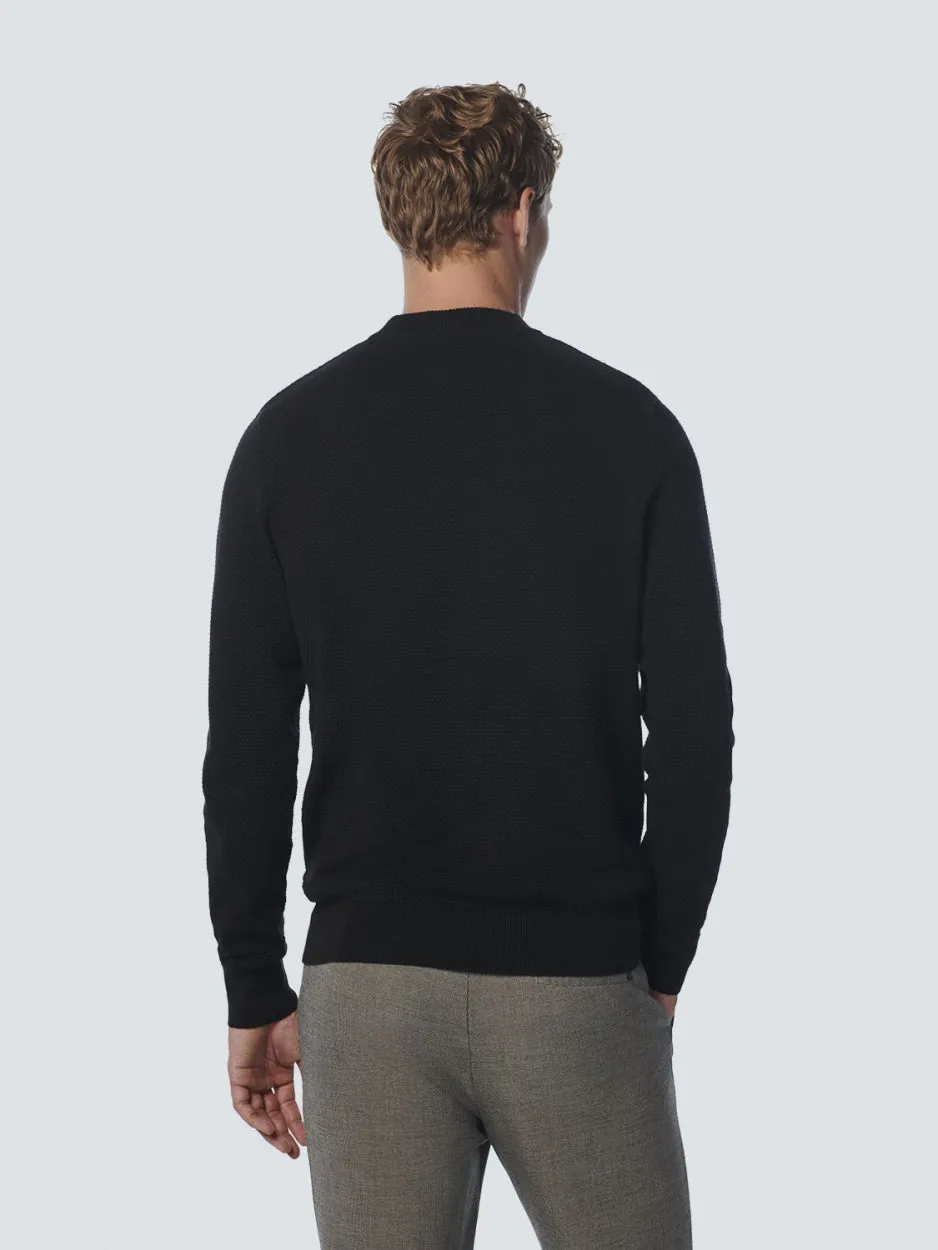Pullover High Crewneck Solid Jacquard | Black