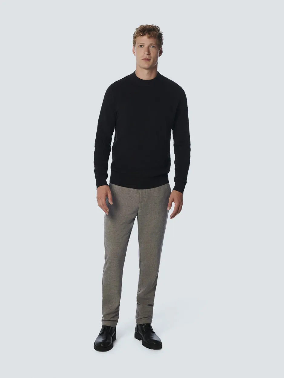 Pullover High Crewneck Solid Jacquard | Black
