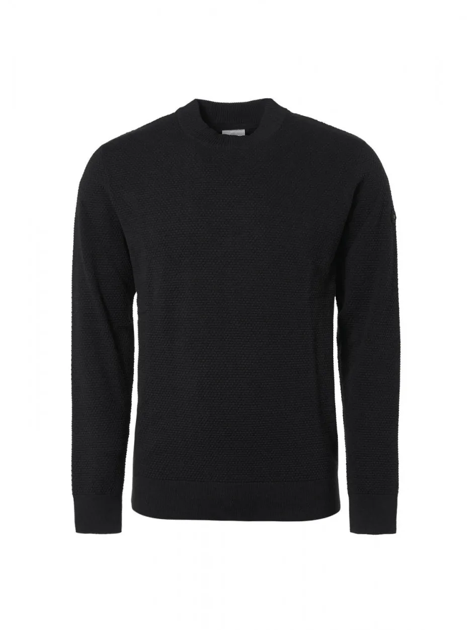 Pullover High Crewneck Solid Jacquard | Black