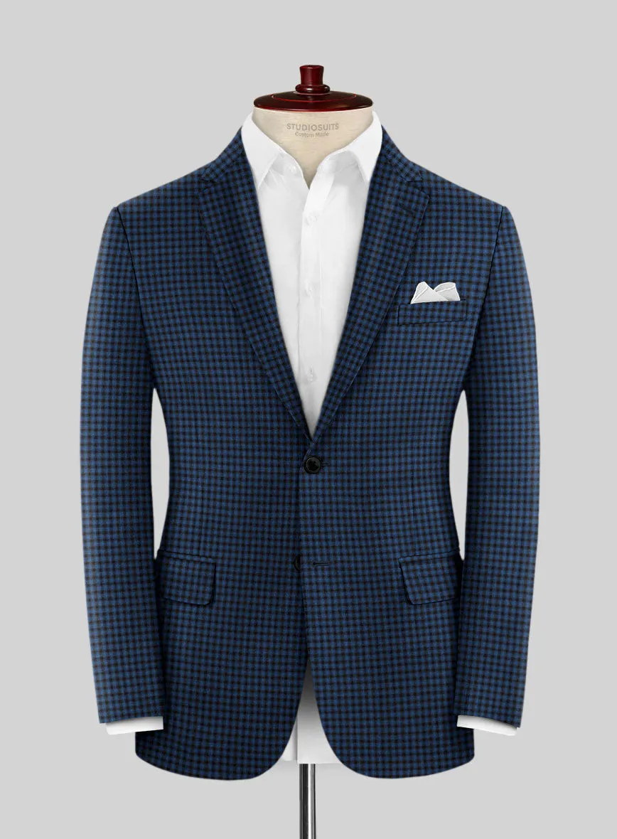 Reda Lapis Blue Checks Wool Jacket