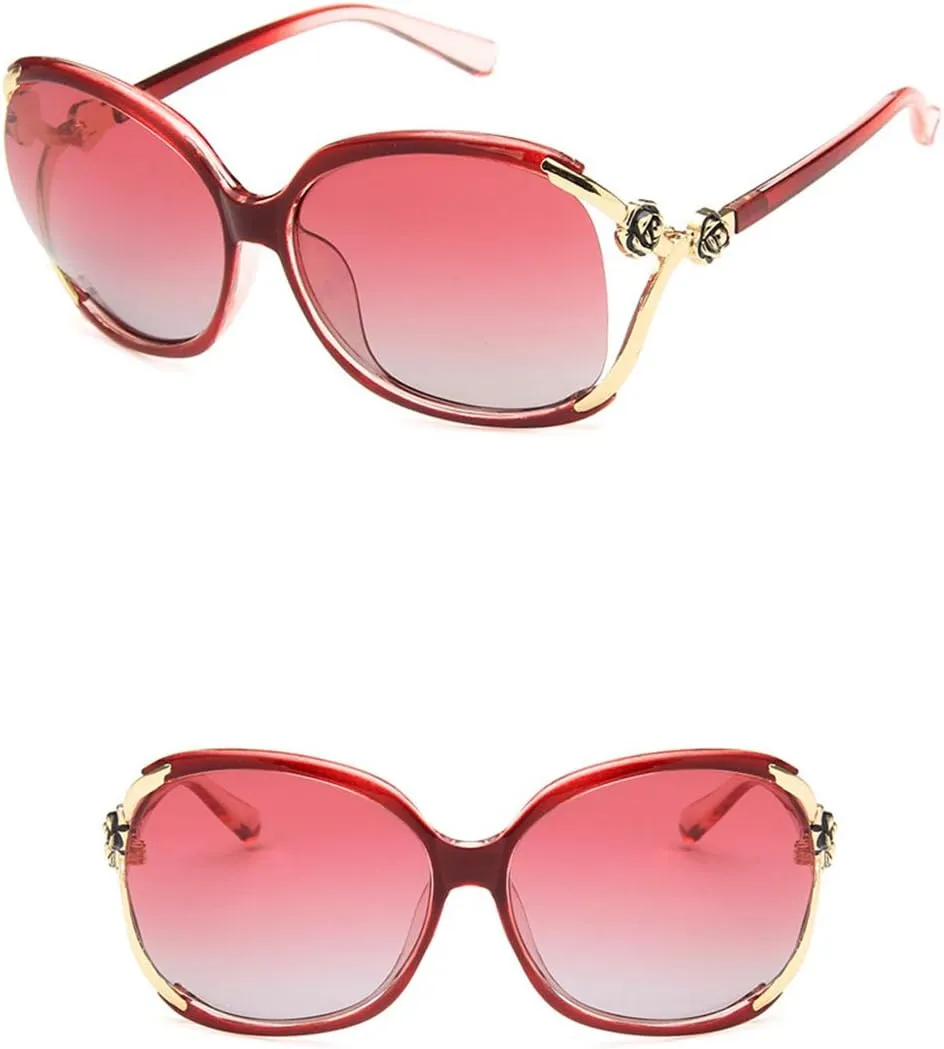 Shiratori Women Sunglasses Retro Bright Black Drive Holiday Oval Polarized UV400