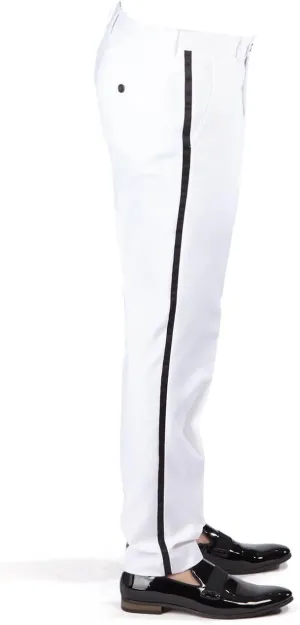 Slim Fit Tuxedo Pants Flat Front No Pleats Black Side Line AZAR