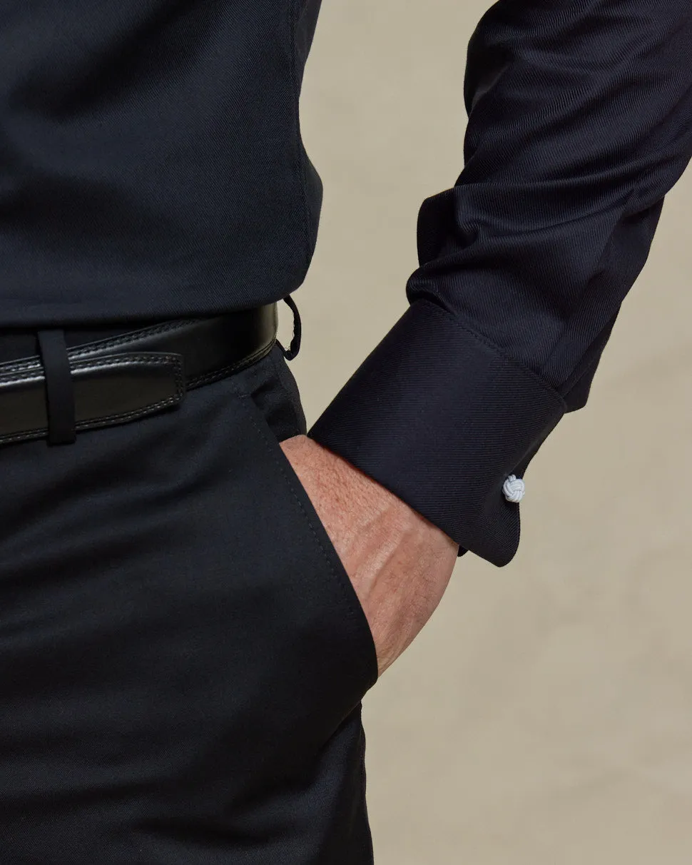 The Dalton - Fly Front Formal Shirt - Black
