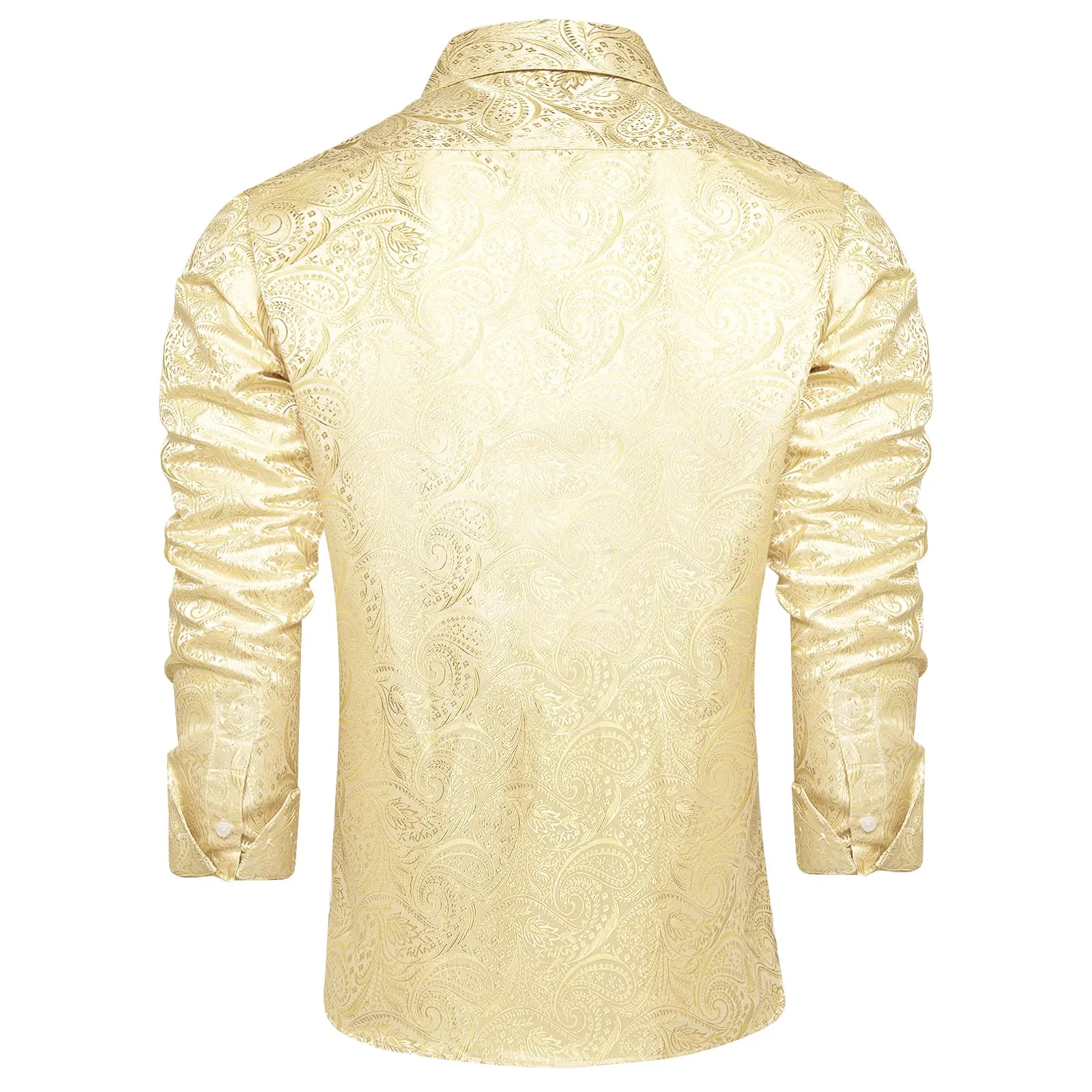 Ties2you Silk Shirt Blond Yellow Paisley Button Down Mens Long Sleeve Dress Shirt Design