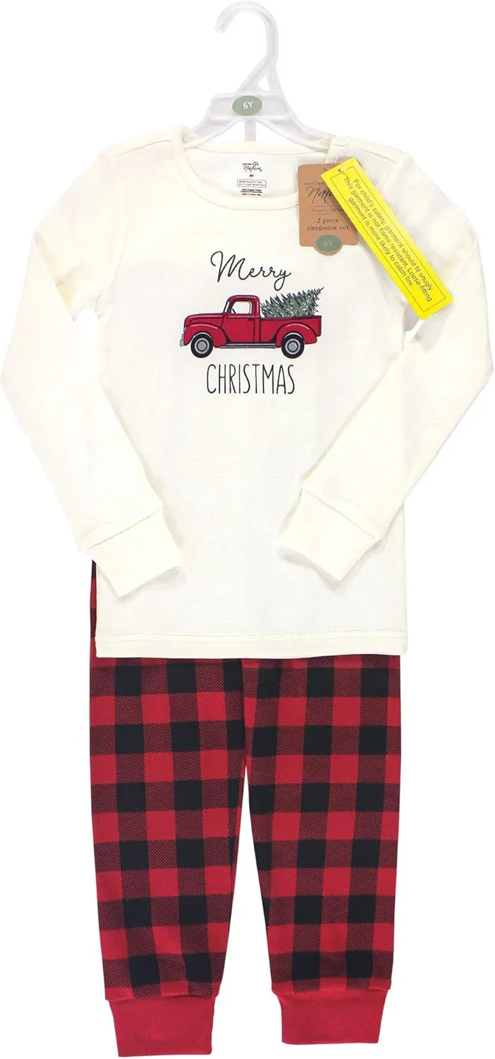 Touched by Nature Unisex Holiday Pajamas, Merry And Bright Kids, 12 Years
