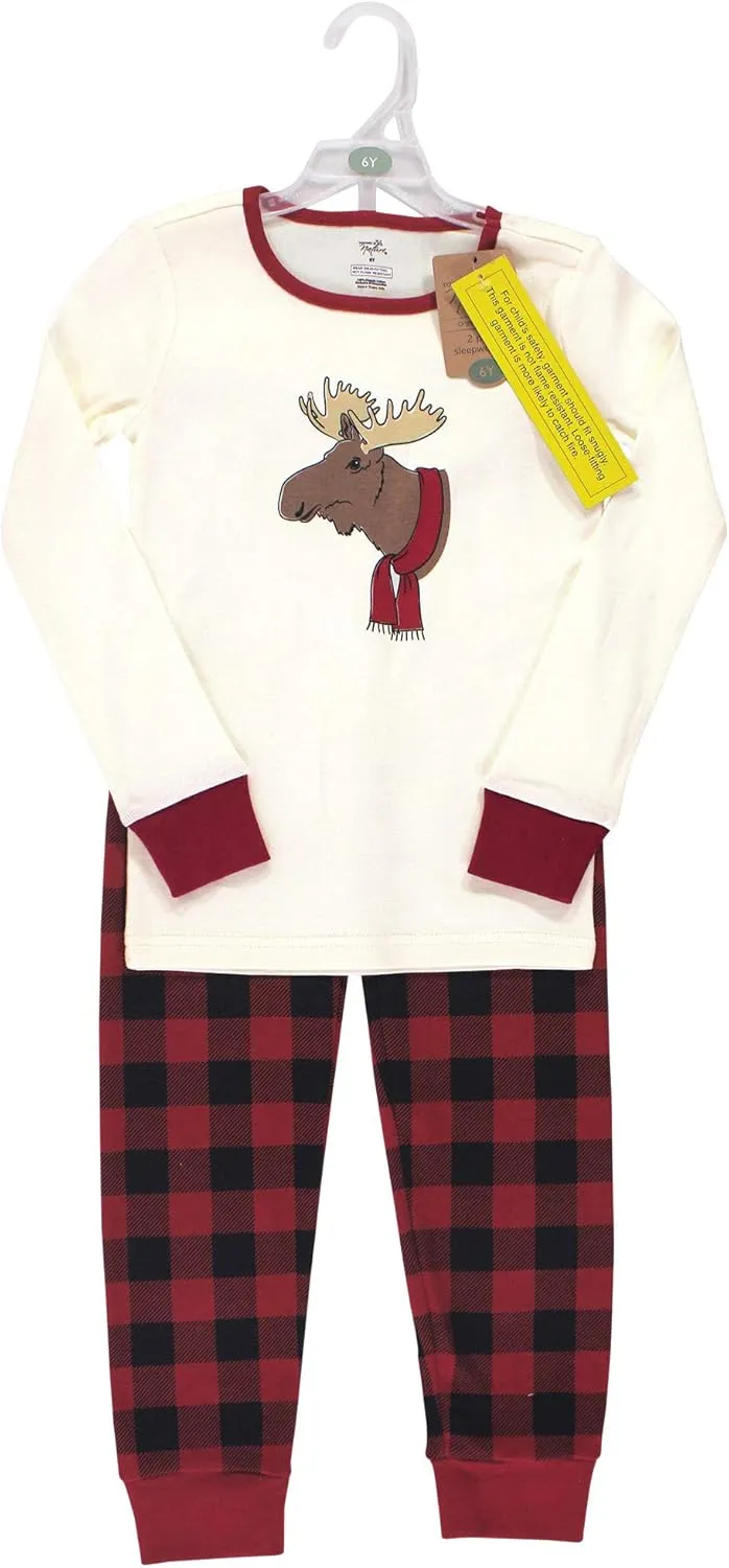 Touched by Nature Unisex Holiday Pajamas, Merry And Bright Kids, 12 Years