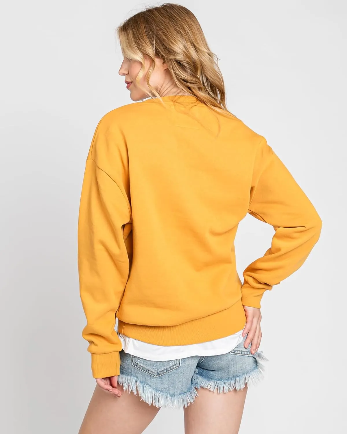 Urban Look Women's Fashion Basic Fleece Lined Crewneck Sweatshirt