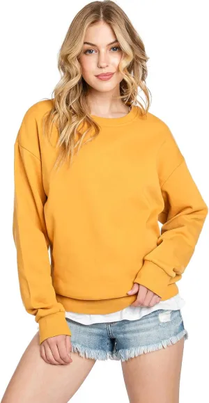 Urban Look Women's Fashion Basic Fleece Lined Crewneck Sweatshirt