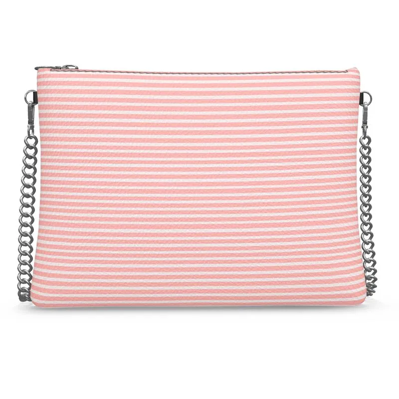 Vampire Art Grunge Chic Coral Pink Preppy Crossbody Bag with Chain