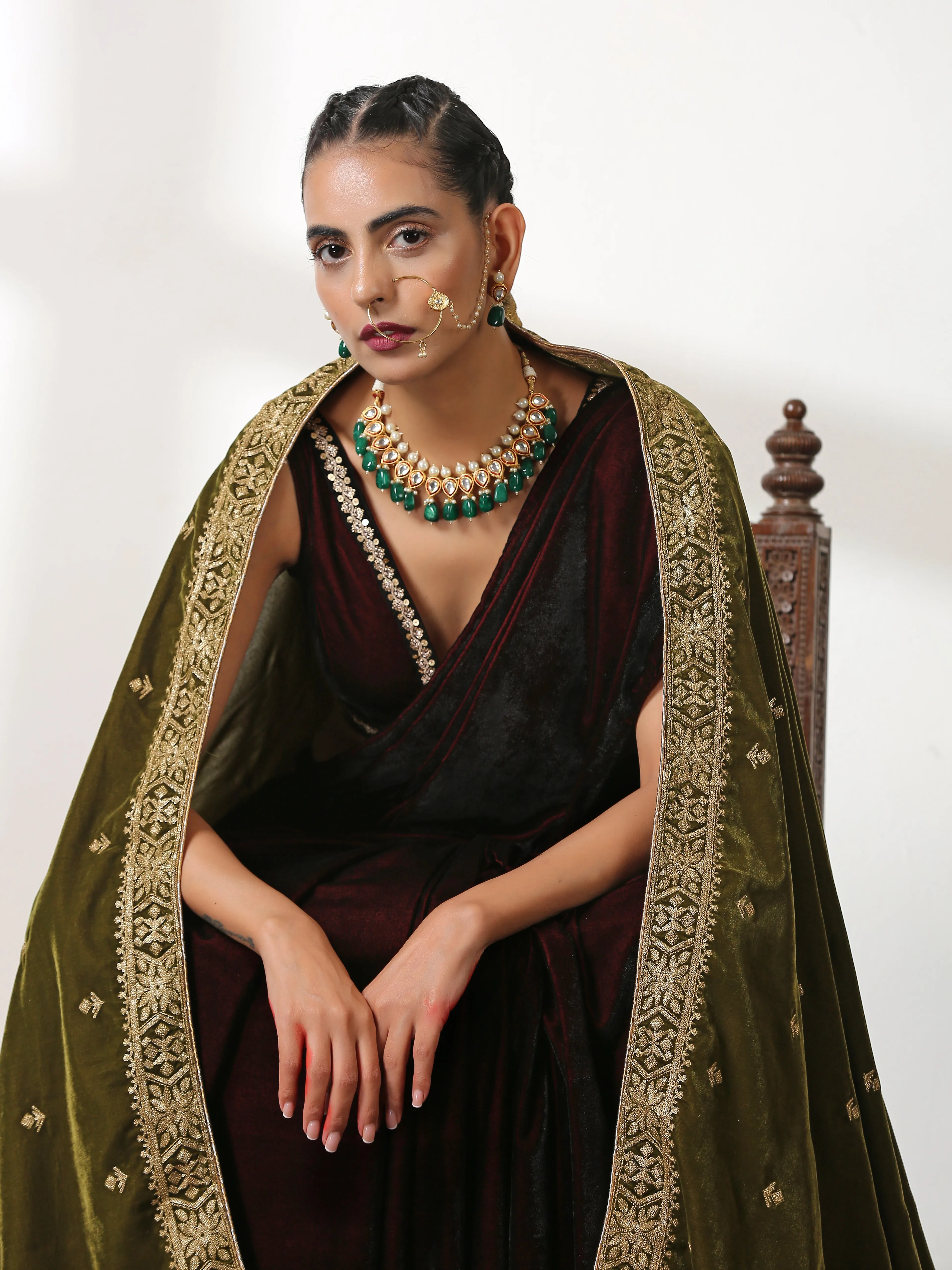 Velvet Rosewood Saree