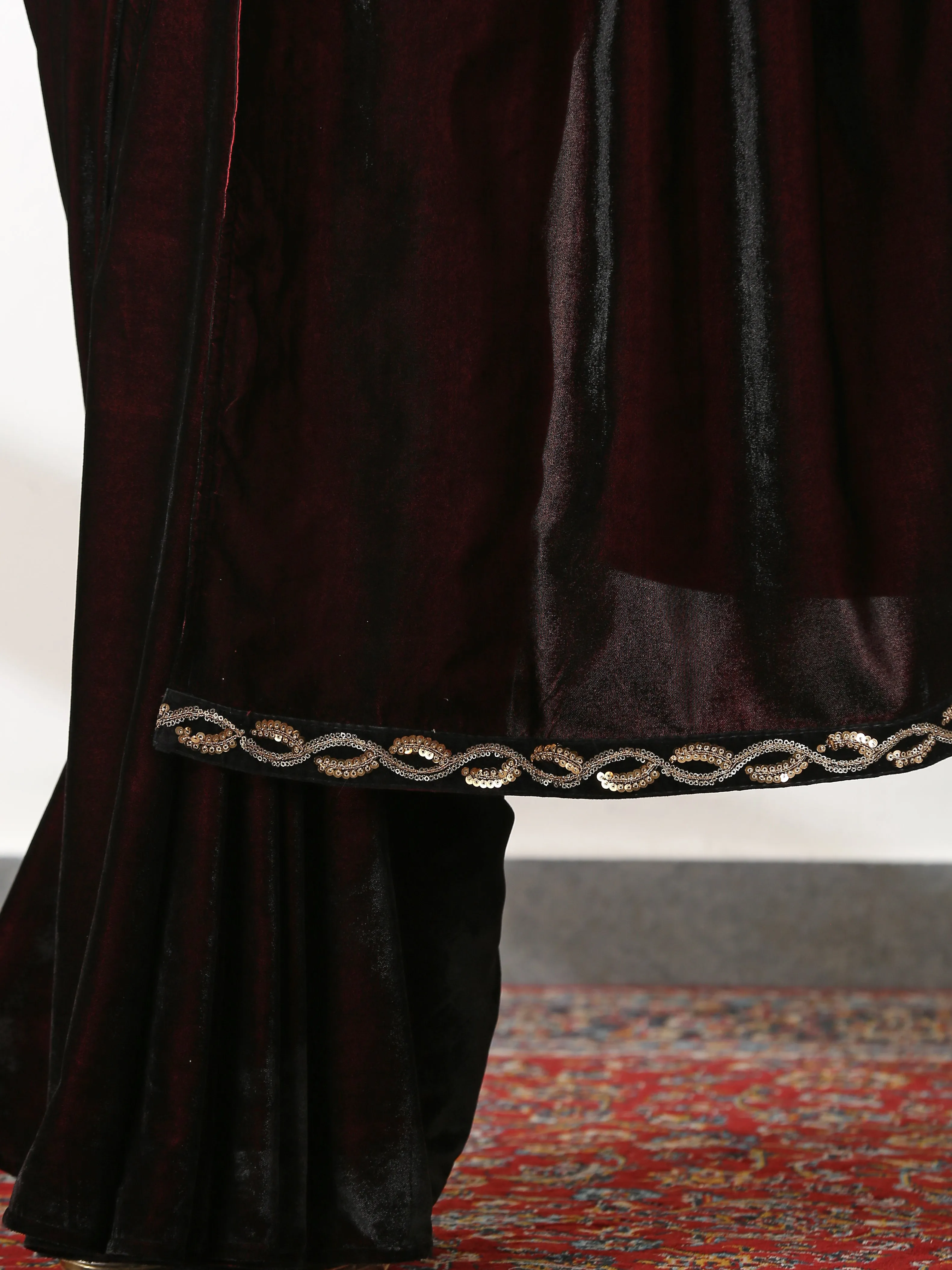 Velvet Rosewood Saree
