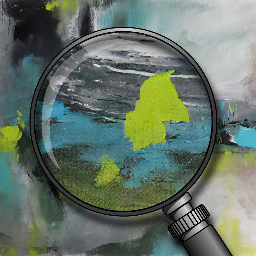 Vertical neutral, teal & lime green abstract wall art print