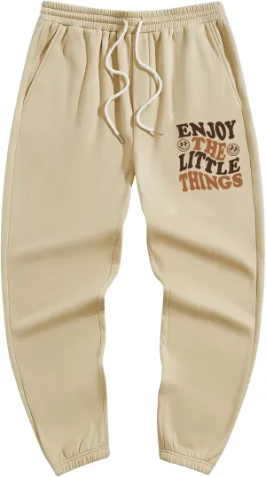 WDIRARA Men's Floral Letter Graphic Print Drawstring Waist Tie Front Sweatpants