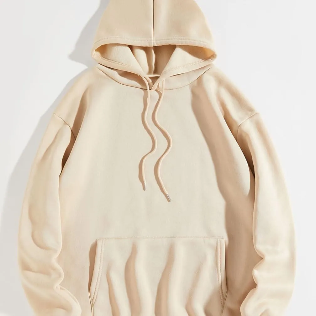 Women Long Sleeve Letter Graphic Print Thermal Hoodie Drop Shoulder Drawstring Pocket Loose Casual Fleece Hooded