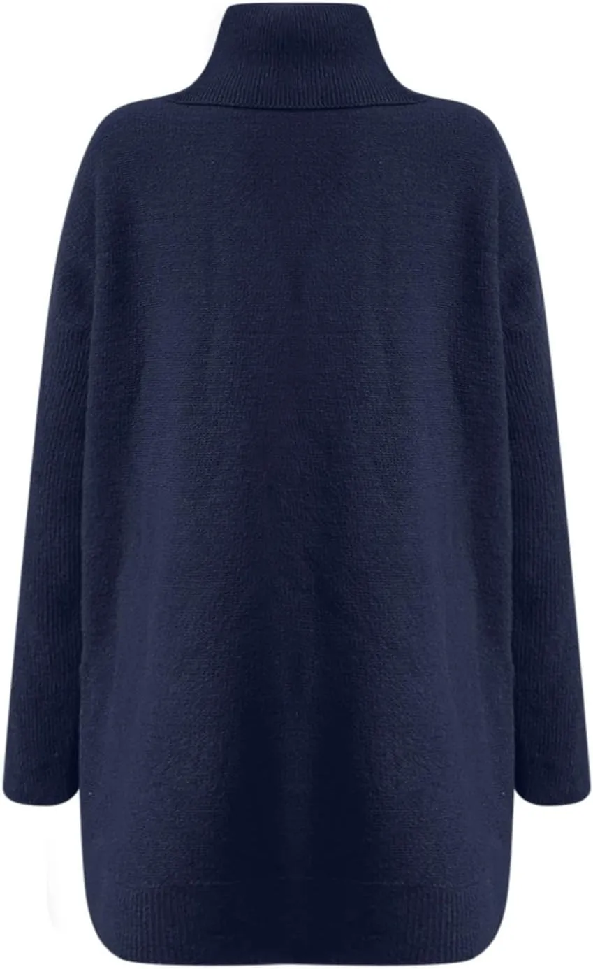 Womens Knit Sweater Oversized Turtleneck Sweater Baggy Soft Warm Loose Sweater Long Sleeve Knit Sweaters