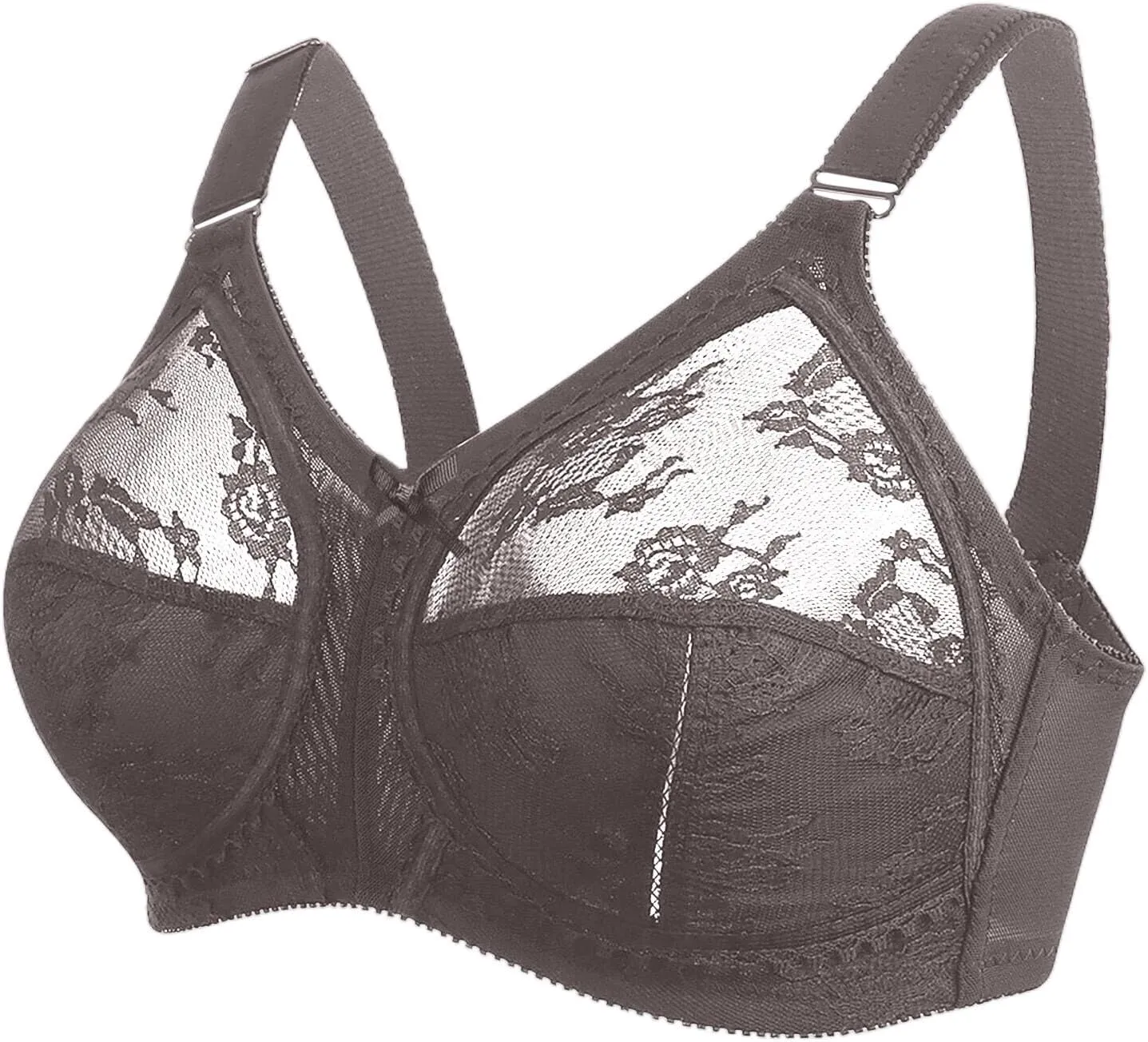 Women's Lace Full-Coverage Bra Lightweight Soft Skin-Friendly Stretchy Snug Fit Wire-Free Breathable Mesh Comfort