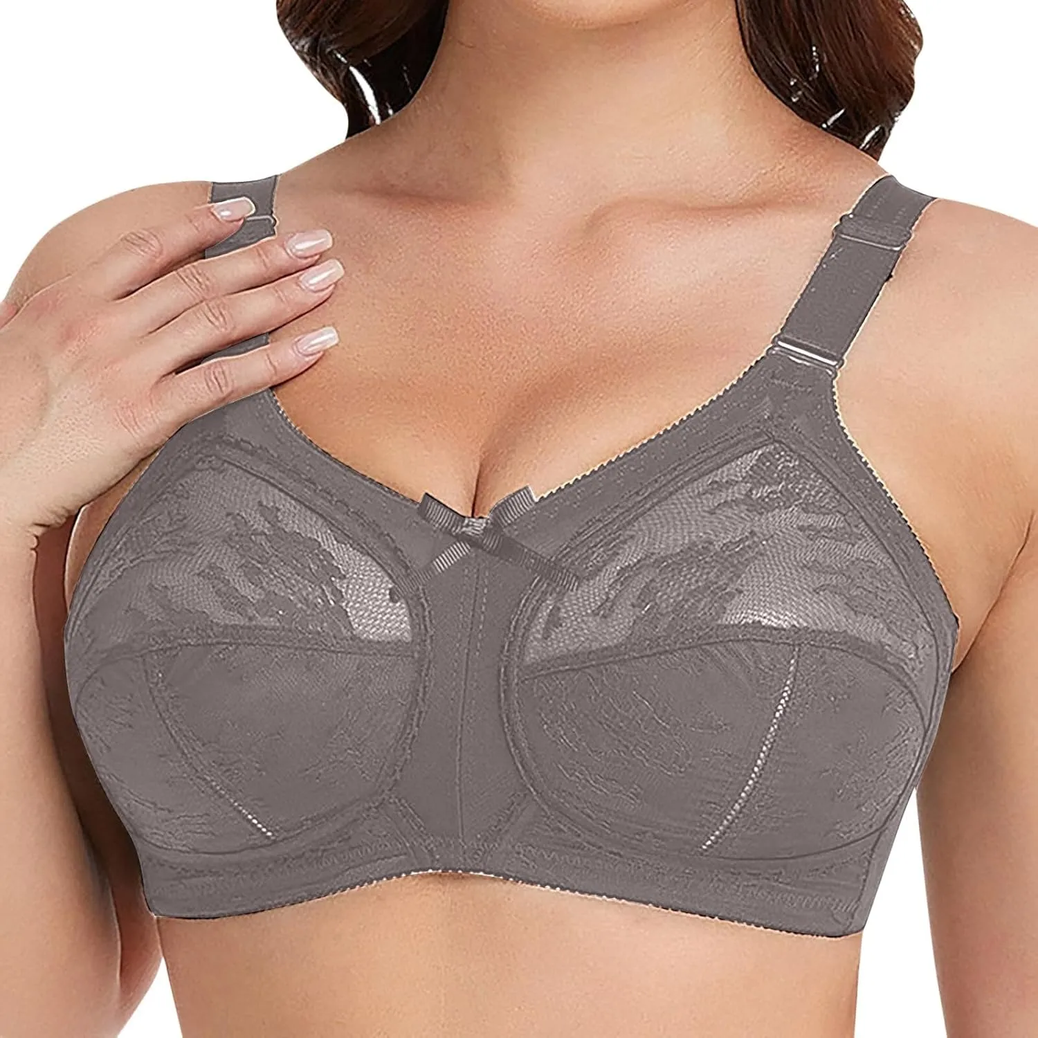 Women's Lace Full-Coverage Bra Lightweight Soft Skin-Friendly Stretchy Snug Fit Wire-Free Breathable Mesh Comfort