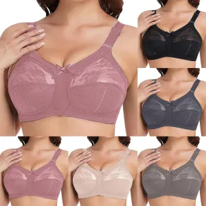 Women's Lace Full-Coverage Bra Lightweight Soft Skin-Friendly Stretchy Snug Fit Wire-Free Breathable Mesh Comfort