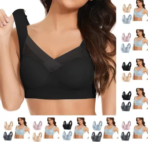 Women's Lace Trim Seamless Bra,2-Pack Comfort Lightweight Soft Stretchy Snug Fit Wire-Free Breathable Mesh Bra