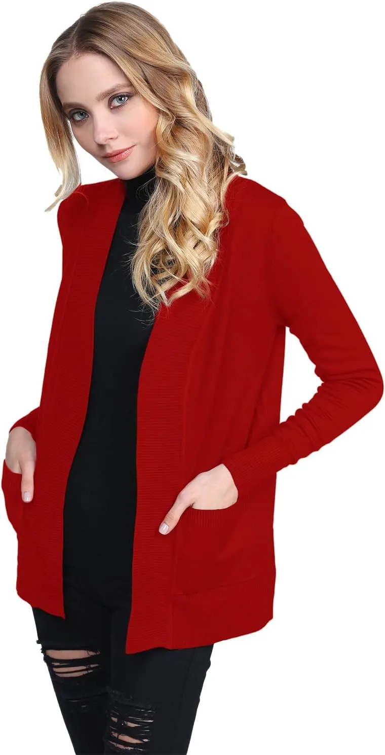 Women's Solid Soft Stretch Open Front Knit Cardigan