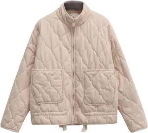 Y2K Stand-Up Collar Down Jackets for Women Winter Insulated Puffer Coats Aesthetic Quilted Long Sleeve Top Cute Clothing